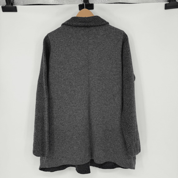 Chiaramente Womens Cardigan Sweater Size XL Grey Open Front Wool Blend - Picture 2 of 11